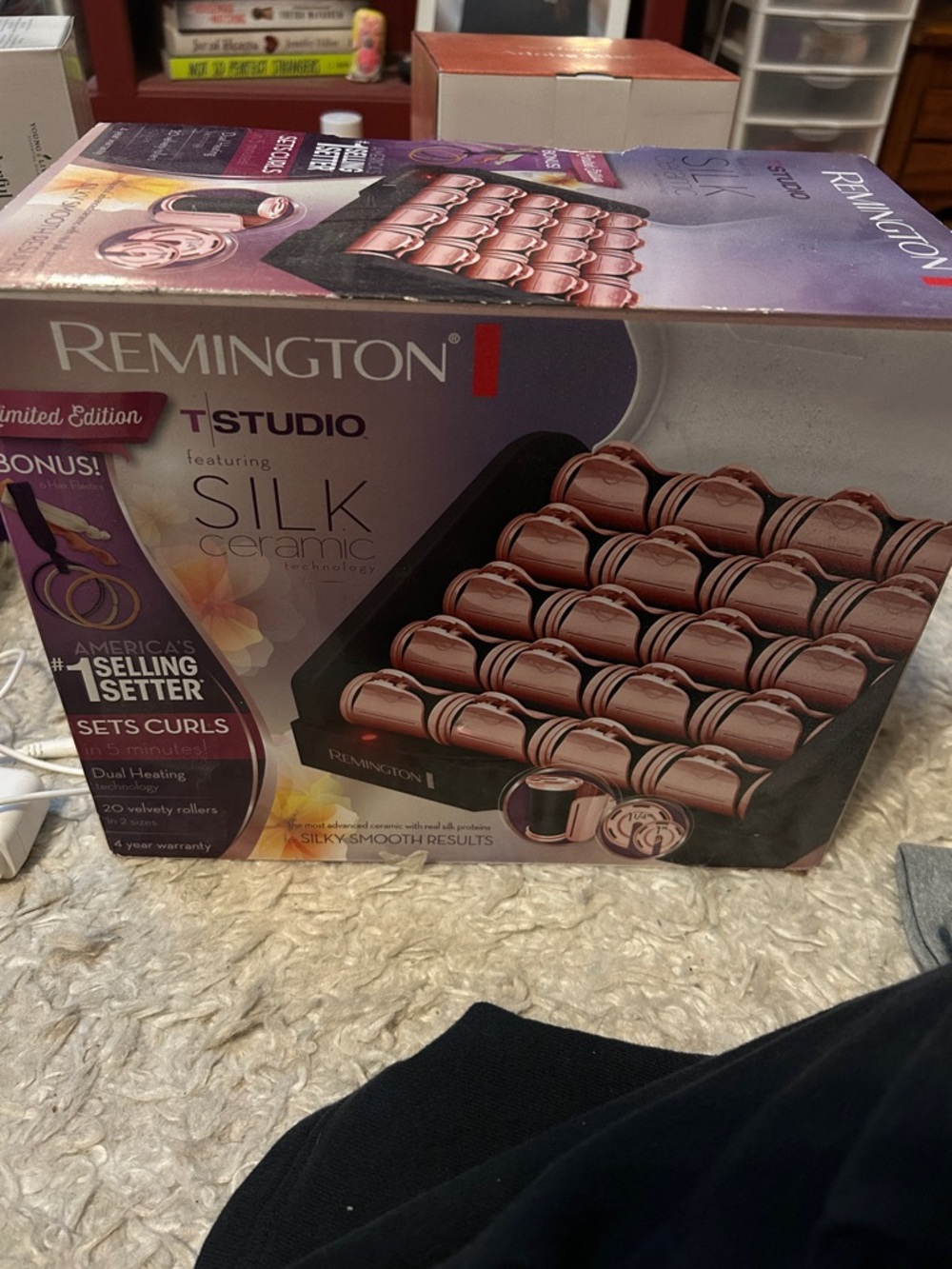 Remington T|Studio Silk Ceramic Heated Rollers - Rose Gold and Black